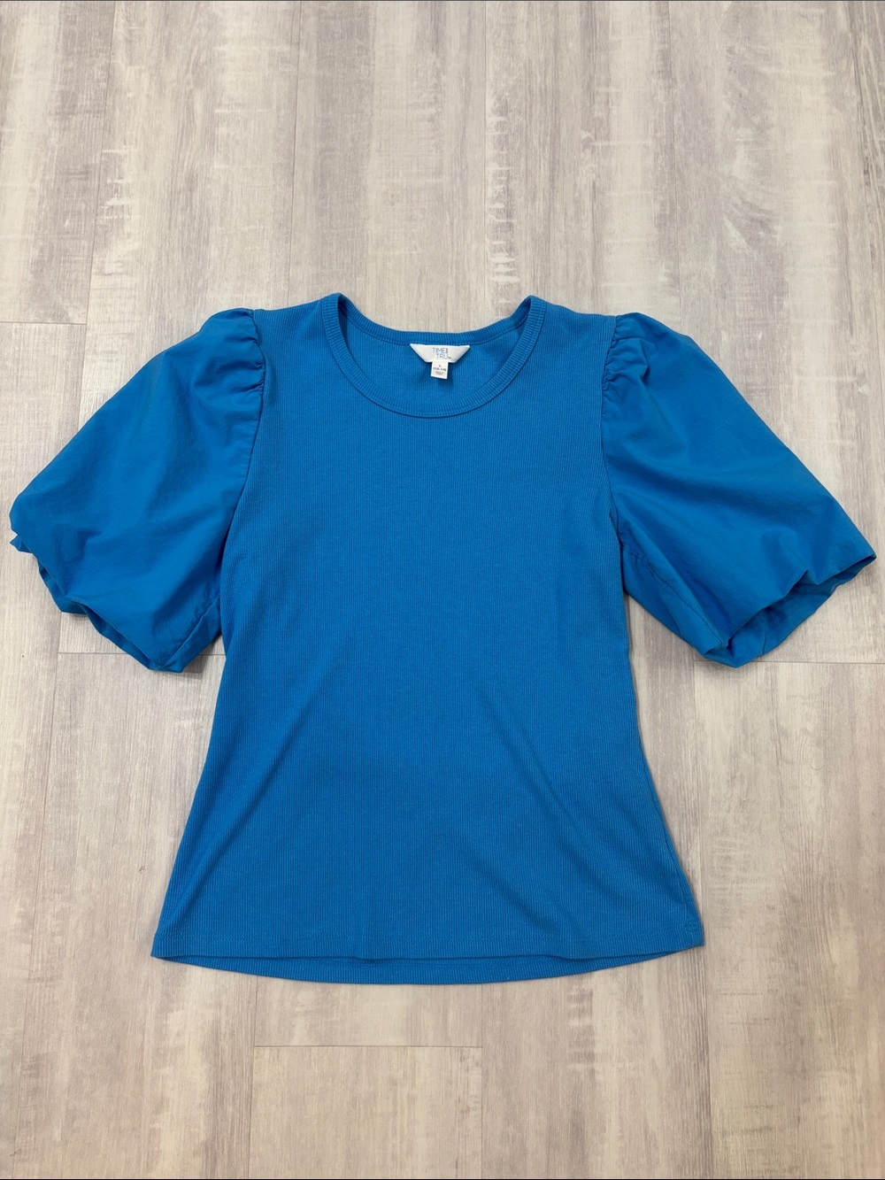 Time and Tru Cobalt Puff Sleeve Top size Large